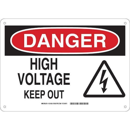 Brady Danger Sign, 7 in Height, 10 in Width, Aluminum, Rectangle, English 131656