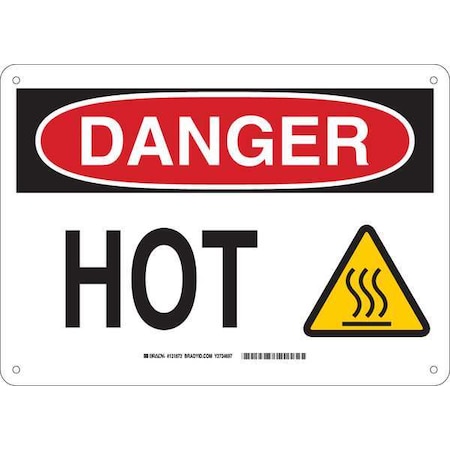 Brady Danger Sign, 10 in H, 14 in W, Aluminum, Rectangle, English, 131872 131872