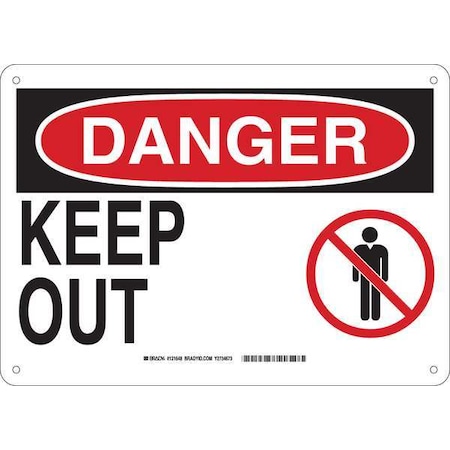 Brady Danger, Keep Out, 14" W x 10" H, Rectangle, Aluminum, 131648 131648