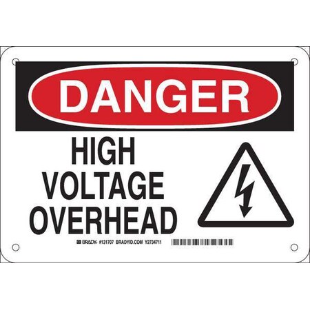 Brady Danger Sign, 7 in Height, 10 in Width, Aluminum, Rectangle, English 131707