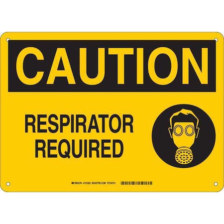 Brady Caution Sign, 10 in Height, 14 in Width, Aluminum, Rectangle, English 131952