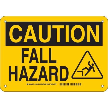 Brady Caution Sign, 7 in H, 10 in W, Aluminum, Rectangle, English, 132076 132076