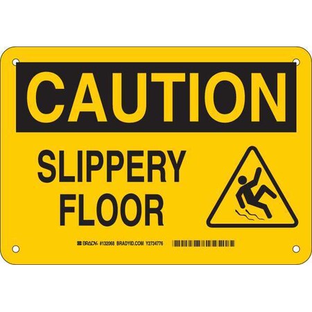 Brady Caution Sign, 7" H, 10" W, Aluminum, Rectangle, English, 132068 132068