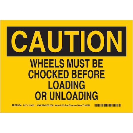 Brady Caution Sign, 10" H, 14" W, Plastic, Rectangle, English, 116236 116236