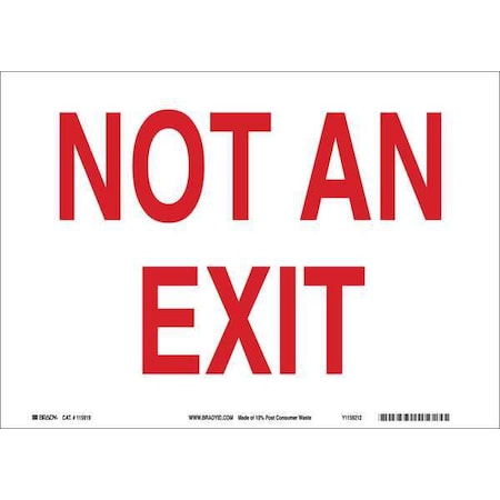 Brady Exit Sign, Plastic, 14" W, 10" H, Not An Exit, White 116083