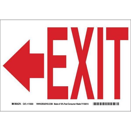 Brady Exit Sign, Fiberglass, 14" W, 10" H, Exit, White 76066