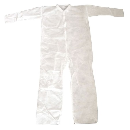 Condor Disposable Coverallss, Hooded, 2XL, Polypropylene, Open Wrist, Open Ankle, Serged Seam, White 26W754