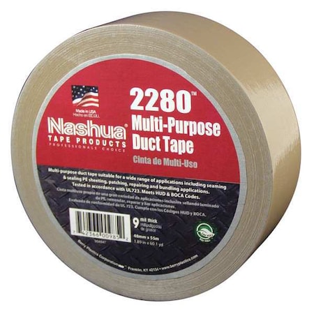 Nashua Duct Tape, Tan, 60 yd L, 1-7/8 in W 2280