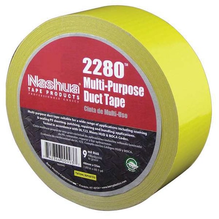 Nashua Duct Tape, Yellow, 60 yd L, 1-7/8 in W 2280