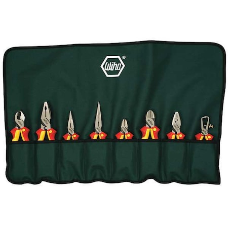 Wiha 8 Piece Bi-Material Grip Plier Set Insulated Handle 32987