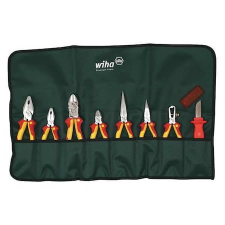 Wiha 8 Piece Bi-Material Grip Plier Set Insulated Handle 32889