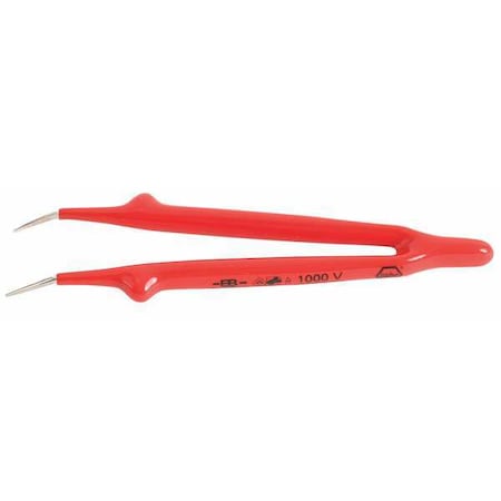 Wiha Insulated Tweezers, Angled Fine, 6 In 75302