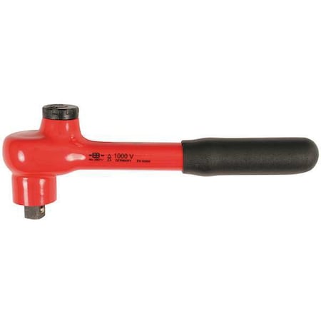 Wiha 1/2" Drive 72 Geared Teeth Pear Head Style Hand Ratchet, 260mm L, Insulated Finish 12853
