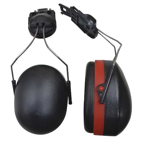 Condor Condor Hard Hat Mounted Ear Muffs, 18 dB NRR, Passive, General Purpose, Black/Red 26X629