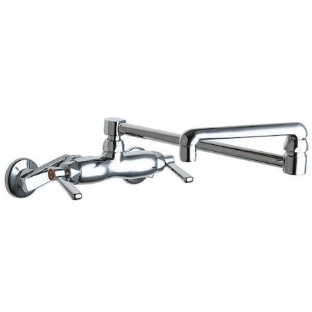 Chicago Faucet Double Joint Kitchen Faucet, Manual, 3" to 8-3/8" Mount, 2 Hole Commercial 445-DJ18ABCP