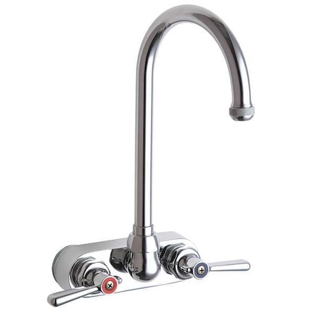 Chicago Faucet Gooseneck Kitchen Faucet, Manual, 4" Mount, 2 Hole Commercial 521-GN2AE1ABCP