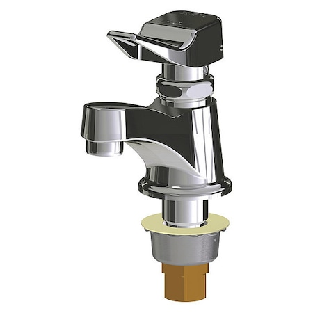 Chicago Faucet Metering Single Hole Mount, 1 Hole Low Arc Bathroom Faucet, Chrome plated 333-336PSHABCP
