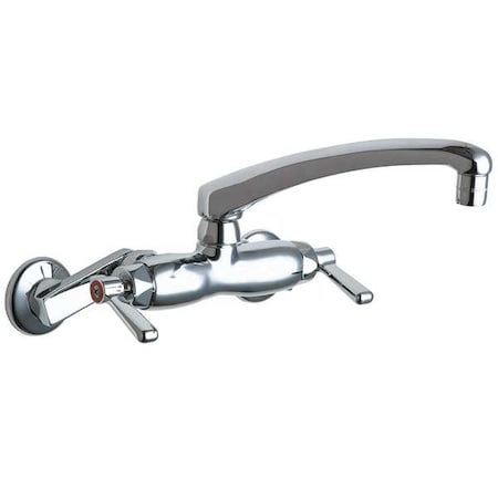 Chicago Faucet Low Arc Kitchen Faucet, Manual, 3" to 8-3/8" Mount, 2 Hole Commercial 445-L8ABCP