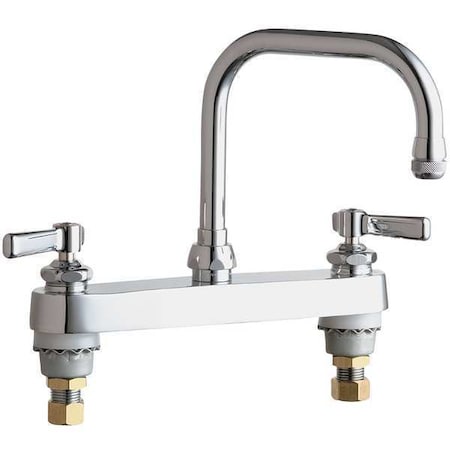 Chicago Faucet Low Arc Kitchen Faucet, Manual, 8" Mount, 2 Hole Commercial 527-ABCP