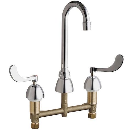 Chicago Faucet Gooseneck Kitchen/Bathroom Faucet, Manual, 8" Mount, 3 Hole Commercial 786-GN1AE3XKAB
