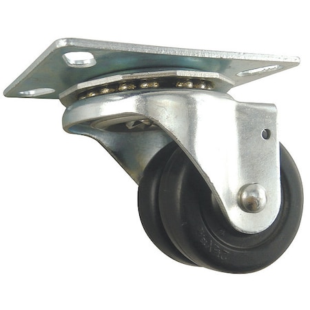 Zoro Select Dual Wheel Swivel Caster, Rubber, 2-1/2 in, 300lb 26Y508
