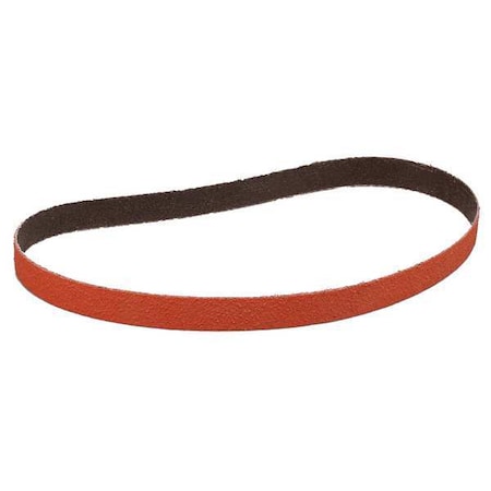 3M Cubitron Sanding Belt, 1/2 in W, 18 in L, Coated, Ceramic, 36 Grit, Extra Coarse, 984F, Maroon 60440228157