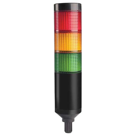 Dayton Tower Light Assembly, Red, Yellow, Green, 24V AC/DC, 80 FPM, 56 mm Dia., Support Tube 26ZT23