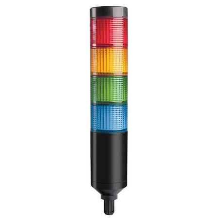 Tower Light Assembly, Red, Yellow, Green, Blue, 24V AC/DC, 80 FPM, 56 mm Dia., Support Tube