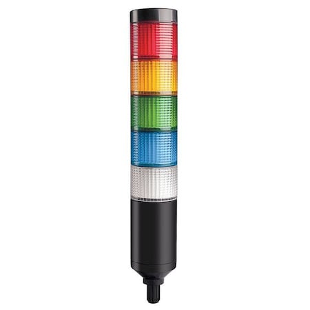 Dayton Tower Light Assembly, Red, Yellow, Green, Blue, Clear, 24V AC/DC, 80 FPM, 56 mm Dia., Support Tube 26ZT25