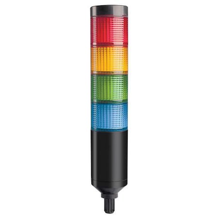 Dayton Tower Light Assembly, Red, Yellow, Green, Blue, 90 to 240V AC, 80 FPM, 56 mm Dia., Support Tube 26ZT30