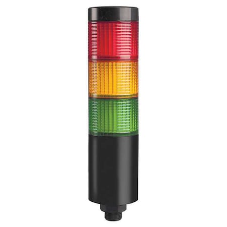 Dayton Tower Light Assembly, Red, Yellow, Green, 24V AC/DC, 80 FPM, 56 mm Dia., Direct 26ZT36