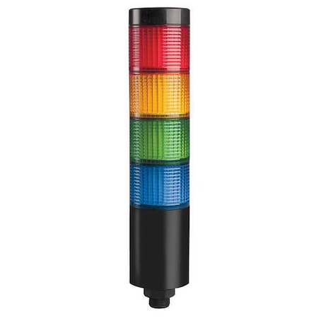 Dayton Tower Light Assembly, Red, Yellow, Green, Blue, 24V AC/DC, 80 FPM, 56 mm Dia., Direct 26ZT37