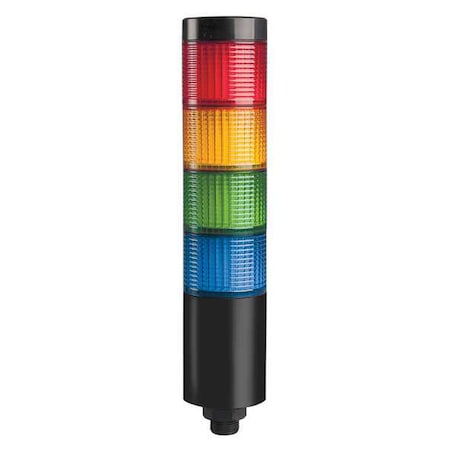 Tower Light Assembly, Red, Yellow, Green, Blue, 90 to 240V AC, 80 FPM, 56 mm Dia., Direct