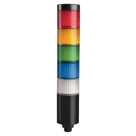 Dayton Tower Light Assembly, Red, Yellow, Green, Blue, Clear, 90 to 240V AC, 80 FPM, 56 mm Dia., Direct 26ZT44