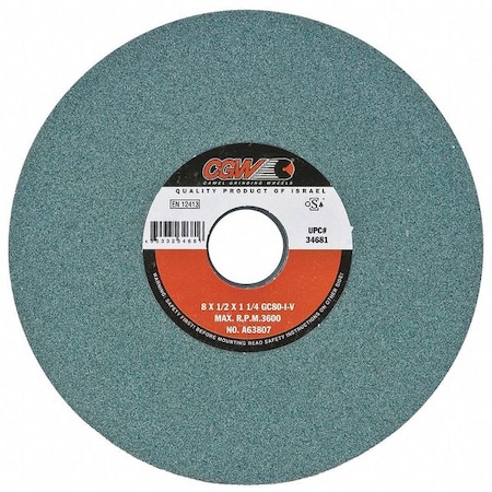 Cgw Abrasives Surf Grinding Whl, 8x1/4x1-1/4, T1, GC80-IV 34669