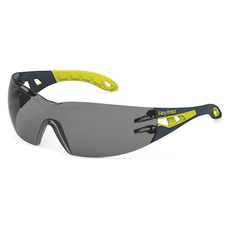 Hexarmor MX200, Safety Glasses, Anti-Fog & Anti-Scratch, Gray Lens, Charcoal/Hi-Visibility Yellow Frame 11-10006-02