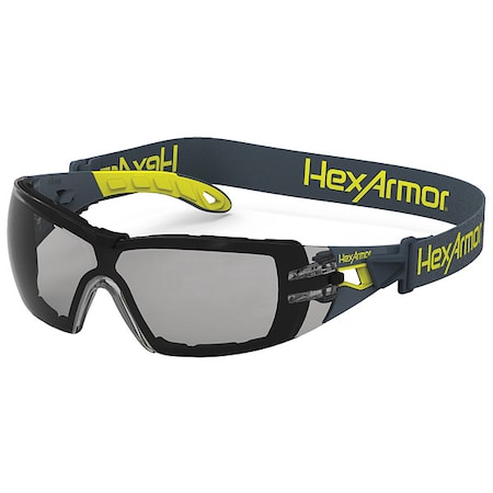 Hexarmor MX200G, Safety Glasses, Anti-Fog & Anti-Scratch, Gray Lens, Charcoal/Hi-Visibility Yellow Frame 11-12003-04