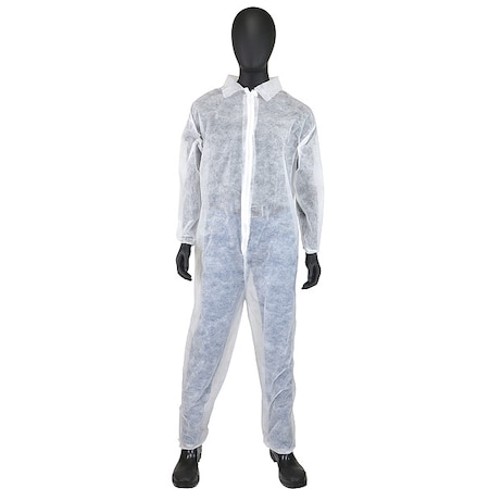 WEST CHESTER PROTECTIVE GEAR Coverall, 2XL, 25 PK, White, Polypropylene, Zipper 3502/XXL