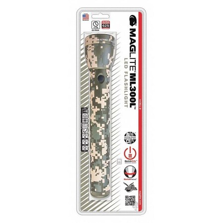 Maglite Flashlight, CAMO, 3 Cell, D, ML300L ML300L-S3MR6