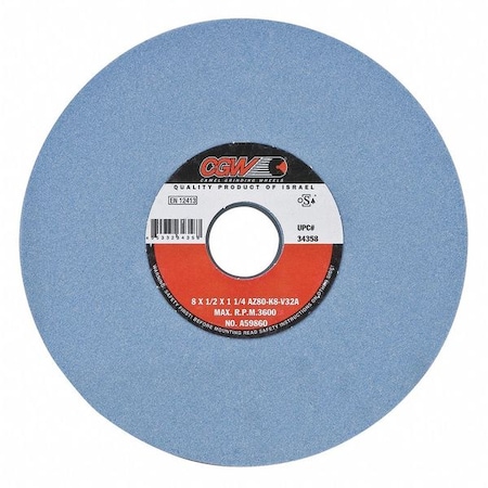 CGW ABRASIVES Surf Grinding Whl, 8x0.5x1-1/4, T1 34351