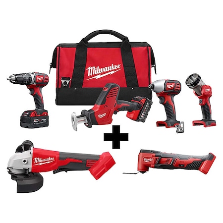 Milwaukee Tool M18 Cordless Multi-Tool + M18 Brushless 4-1/2" / 5" Cut-Off Grinder + M18 Cordless 4-Tool Kit 2695-24, 2686-20, 2626-20