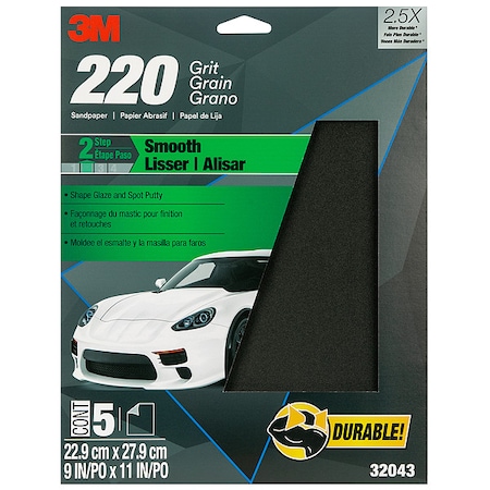 3M Wetordry Sandpaper, 32043, 9"x11", 22, PK100 32043