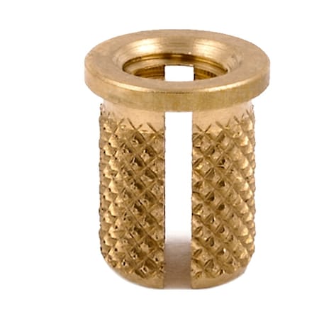 Zoro Select Press Insert, M5-0.80 Int Thrd Sz, 9.525 mm L, 6.654 mm Dia., Brass, Plain, 25 PK 260-M5-BR-PK25