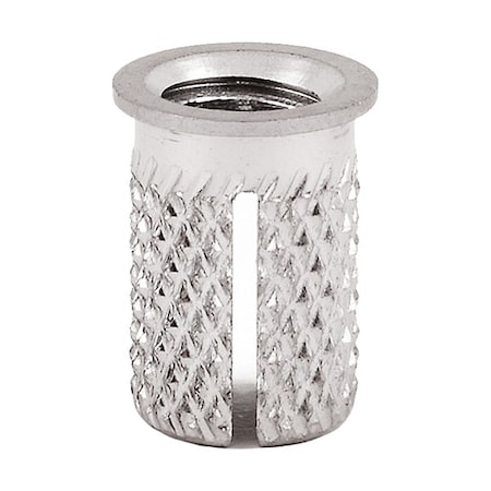 Zoro Select Press Insert, M5-0.80 Int Thrd Sz, 9.525 mm L, 6.654 mm Dia., 18-8 Stainless Steel, Plain, 5 PK 260-M5-CR-PK5