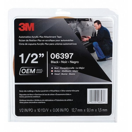 3M Acrylic Plus HighBond Tp06397 Blk, 1, PK12 06397