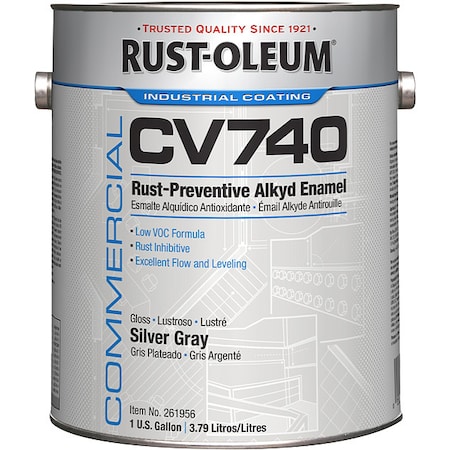 Rust-Oleum Interior/Exterior Paint, Glossy, Oil Base, Silver Gray, 1 gal 261956