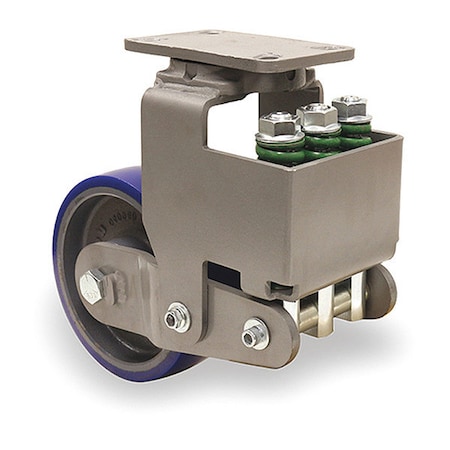 Hamilton Aerospace Spring Loaded Forge Master Swivel Caster, 12" x 3" Ergo-Glide Polyurethane Cast Iron Wheel S-AEZFFM-12SPB