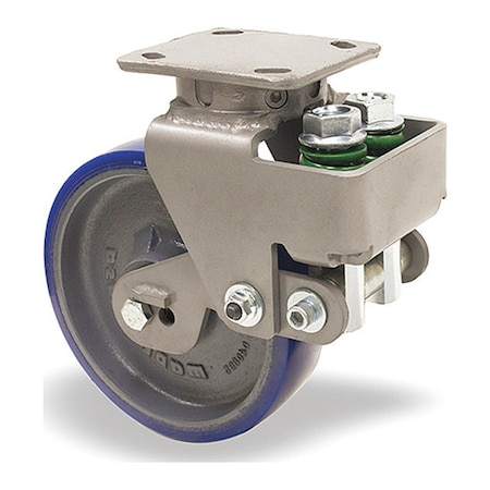 Hamilton Aerospace Spring Loaded Workhorse Swivel Caster, 8" x 2" Ergo-Glide Polyurethane on Cast Iron Wheel S-AEZFWH-8SPB-1