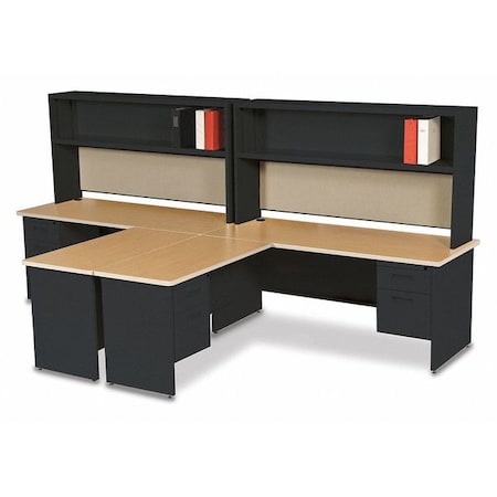 PRONTO PRNT12BKOKF7106 Two Desk Set w/Hutch/Filing,L-Shape