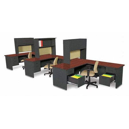 Pronto Three Desk Set W Hutch Filing Mahogany Prnt10dtmaf7106